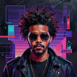 The Weeknd profile picture by Sachin Teng, cyberpunk, 80's, retrowave,  asymmetrical, dark vibes, Realistic Painting , Organic painting, Matte Painting,  geometric shapes, hard edges, graffiti, street art:2 by Sachin Teng:4