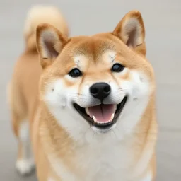 a fuzzy, happy shiba inu, japanese dog, medium breed, friendly, extra energetic, silly dog, funny face, cute