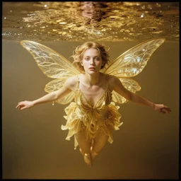 portrait of a surreal fairy goddess floating in the middle of a gold fluid, Hyper realistic film photography by Sebastiao Salgado, Zeiss 50mm f1.8, Hasselblad, insanely detailed, trending on artstation, sharp focus