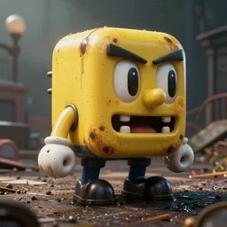 dieselpunk pacman, gritty, oil stains, realistic octane render, high detail