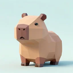 cute low-poly capybara, 4k, hd