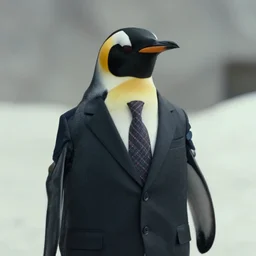 A film still of a penguin in a suit, in a suit, in a suit, in a suit