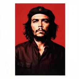 guerrillero heroico, a red and black poster with clint eastwood! as che guevara, a character portrait by rene burri, behance, socialist realism, 1 9 7 0 s, colorized, associated press photo