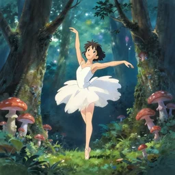 jelly fungus forest ballerina, art by makoto shinkai and alan bean, yukito kishiro