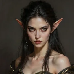 photorealistic portrait of a young butch fae woman, handsome, female, masculine, upper body, fantasy, fierce, sharp features, intricate, elegant, highly detailed, digital painting, artstation, concept art, matte, sharp focus, illustration, art by artgerm and greg rutkowski and alphonse mucha