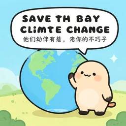 a cute funny catching message to save the world from climate change