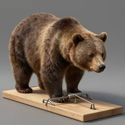 a tery bear captured by a giant mousetrap, elegant, highly detailed, digital painting, artstation, concept art, smooth, sharp focus, illustration, art by krenz cushart and artem demura and alphonse mucha