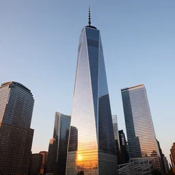 world trade center in the sunset