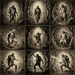 escaping Tartarus, extremely detailed multiple unique different art styles.