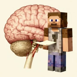 anatomical studies of the brain and skull of a minecraft villager by leonardo da vinci
