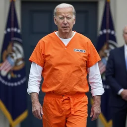 Biden in a orange prison outfit