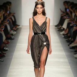 a woman modeling the latest fashion on the catwalk,