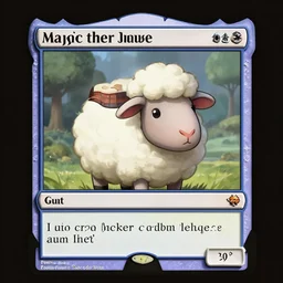 A cute sheep as a Magic the Gathering card