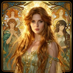 highly detailed portrait of a woman with long hairs, stephen bliss, unreal engine, fantasy art by greg rutkowski, art nouveau, loish, rhads, ferdinand knab, makoto shinkai and lois van baarle, ilya kuvshinov, rossdraws, tom bagshaw, alphonse mucha, global illumination, radiant light, detailed and intricate environment