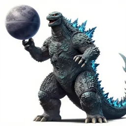 godzilla throwing a death star anime style