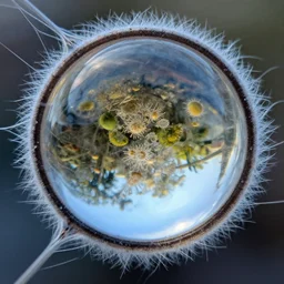 a beautiful world reflected in a trichome