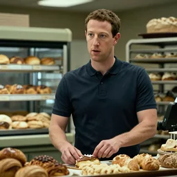 film still of mark zuckerberg as agent smith working in a bakery in the new matrix movie, 4 k