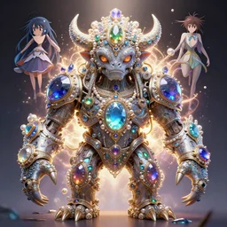 hypermaximalist overdetailed gemstone golem portrait by adoryanti, machine. delusions, somni 8, holosomnia, electrixbunny, weresl 0 th. rendered in discodiffusion. ornated and decorated with pearls and gems, behance hd by jesper ejsing, by rhads, makoto shinkai and lois van baarle, ilya kuvshinov, rossdraws global illumination ray tracing hdr radiating a glowing aura