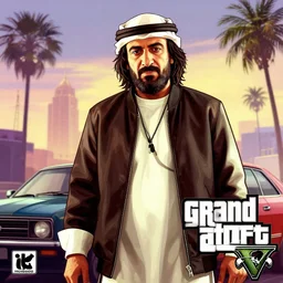 Osama bin Laden in Grand Theft Auto 5 cover art, epic, 4k resolution, extremely detailed, very sharp, artstation, digital art, vibrant,