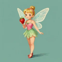 vintage illustration of a strawberry pixie