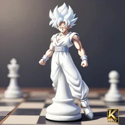 a white queen chess piece going super saiyan, key anime visual, trending on artstation, 8 k