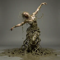 deformed female swamp dancer twisted in vines and sludge by tomasz alen kopera.