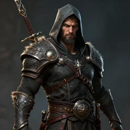 Portrait of a character that is a mix of Barbarian and Assassin, dnd, fantasy, extremely detailed, artstationHQ, aetstationHD, cgsociety