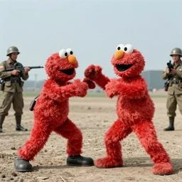 Elmo fighting in Vietnam War, 1960s photograph