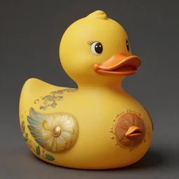 a matte portrait of a highly decorated rubber duck with a dreamy expression, highly detailed, illustration in renaissance style