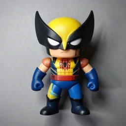 wolverine::Spider-man, vinyl toy figurine, 4k, top down lighting, denoise