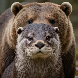 half cat,half otter,half grizzly bear,digital art,ultra realistic,ultra detailed,art by greg rutkowski,detailed face,hyperdetailed,photorealistic,professional lighting