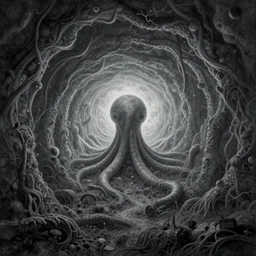 whimsical tentacle portal landscape at the end of the universe, by hp lovecraft, otherworldly, distance, by greg rutkowski, by zdzisław beksinski, thalassophobia, very detailed, by andree wallin