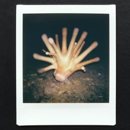 beautiful, award winning photo of a spawn of basatan, hyperealistic detailed photography polaroid, 5 0 mm lens, motion blur, grainy image