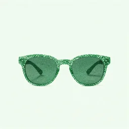 minimalist digital art of sunglasses made of green small dots