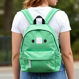 scarlett johansson wearing a cute little green backpack