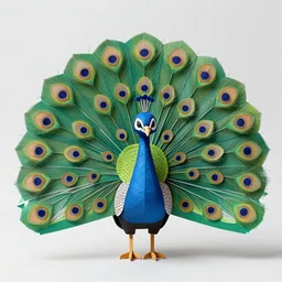 peacock paper toy, photorealistic, hd, trending on artstation