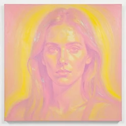 jennifer connelly by cy Twombly and BASTIEN LECOUFFE DEHARME, pink and yellow, iridescent, volumetric lighting