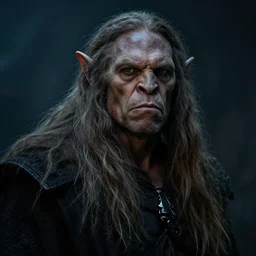 portrait of an orc with long hairs in alan lee and marc simonetti and emil melmoth style  , cinematic lighting