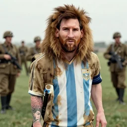 Lionel Messi in world war 2, vintage photograph