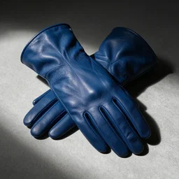 blue leather gloves