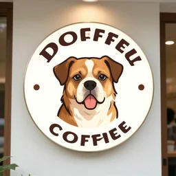 coffee shop logo, disgusting dog