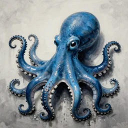 blue octopus. detailed. deep. masterpiece. banksy