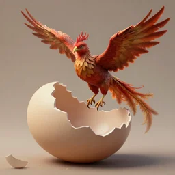little poisonous phoenix climbs out of a broken big egg, peter mohrbacher style, ray tracing, cinematic, digital art, realistic,