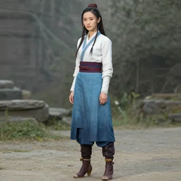 full body photo of real - life katara from avatar the last airbender, high heels