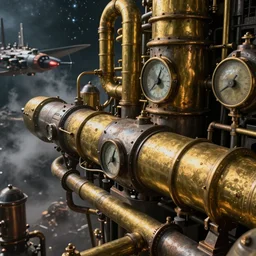steampowered spaceships armada шт space. Brass pipes and weathered metal. Dials and steam, water tanks. Ultradetailed concept