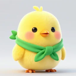 a cute fluffy yellow bird blushing wearing a green scarf bandana, very beautiful, artstation, high quality, sharp, by greg rutkowski, by artgerm, by alphonse mucha