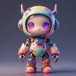 stylish colorful cyberpunk cute robot, art style by zdzisaw beksinski & hsiao - ron cheng, character concept art, unreal engine render, digital illustration, sharp, intricate detail, volumetric light, ray tracing, soft light, claymation style, symmetric, acrylic on canvas, pinterest, artstation, behance
