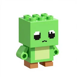 tiny creature made of one 2 x 2 lego brick, big cute eyes, cute looking, kawaii, sharp focus, character, game concept art, blocky, mixels, flat toon style like katamari damacy, pokemon inspired, blocky like minecraft, promotional image
