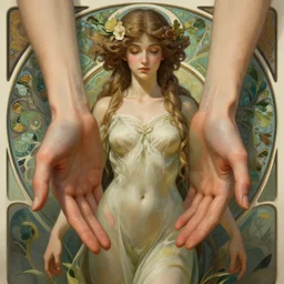 goddess of nature, accurate anatomy, only two hands, highly detailed, digital painting, artstation, concept art, smooth, sharp focus, illustration, Unreal Engine 5, 8K, art by artgerm and greg rutkowski and edgar maxence and alphonse Mucha