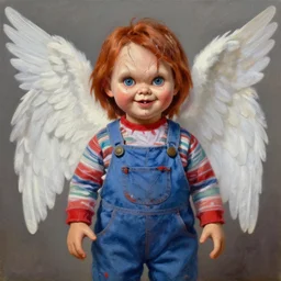 the doll chucky as an accurate angel described in the old testament, oil painting, by greg rutkowski